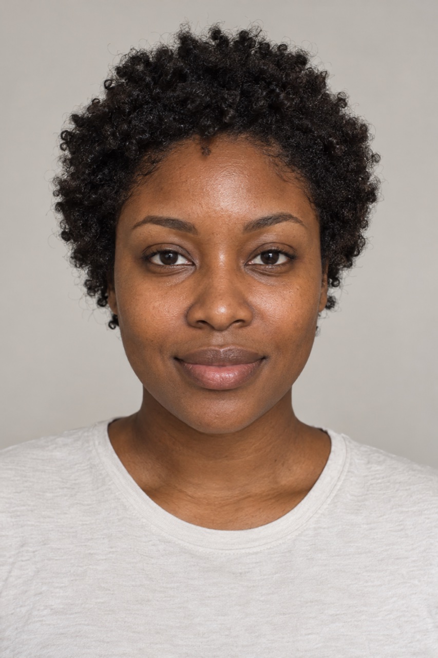Synthetic adult woman with natural curls